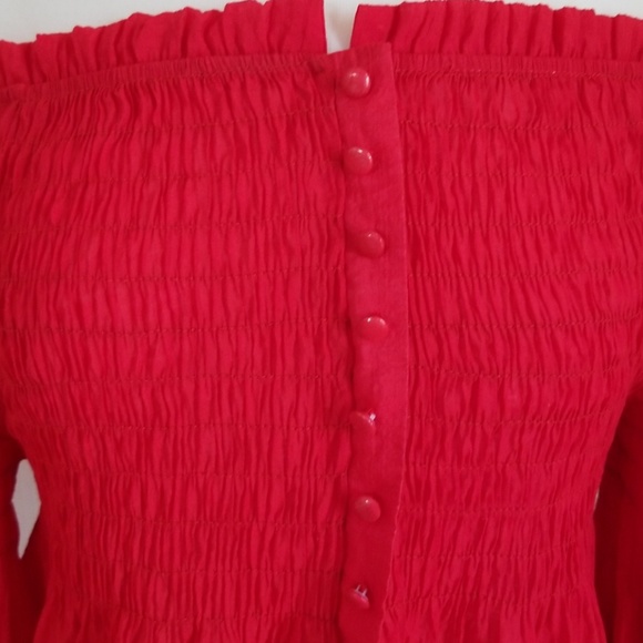 Red Lace Off the Shoulder Top NWOT - Picture 2 of 5